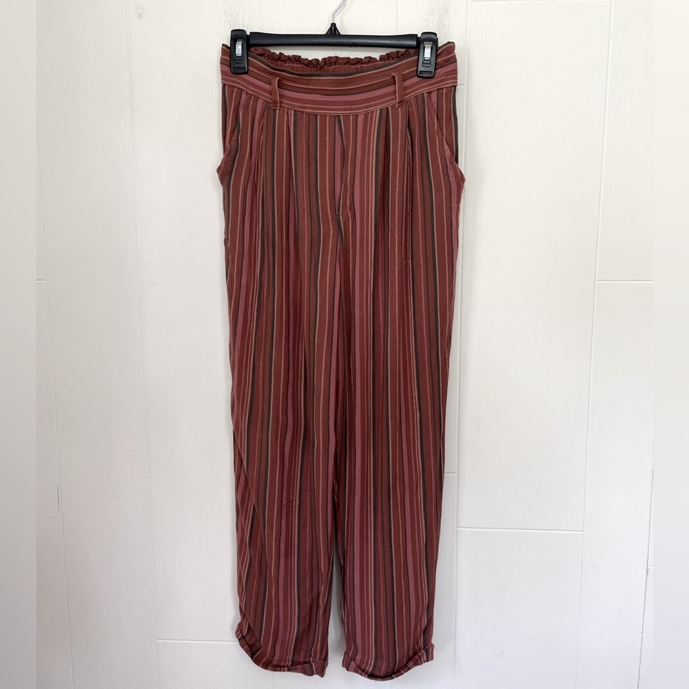 American Eagle Striped Pull On Pants Elastic Waist Pockets Viscose ~ Size M